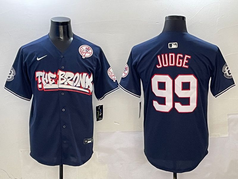 Men New York Yankees 99 Judge Drak Blue four generations Joint Name 2025 Nike MLB Jersey style 4116